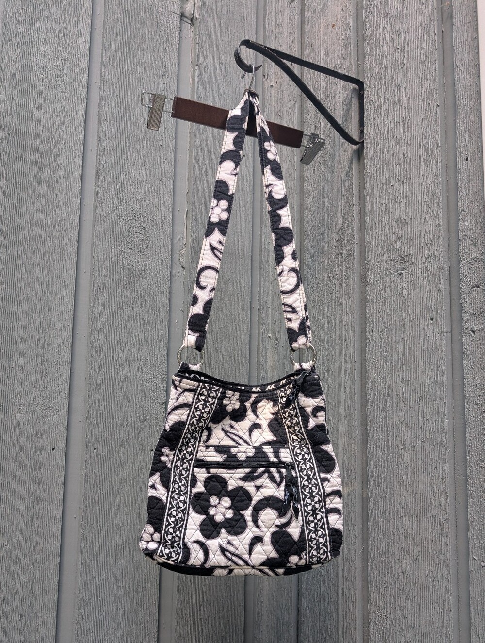 Vera Bradley Black and White Floral Quilted Crossbody